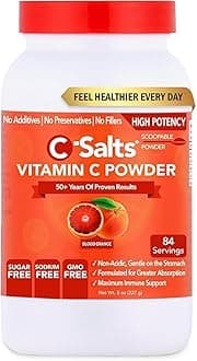 C-Salts Vitamin C Powder - 100% Pure Buffered Ascorbic Acid Powder for Daily Immune Support - Stomach-Friendly Organic Vegan Non-GMO Sugar-Free - 84 Servings 4000mg Per Serving - Blood Orange, 8oz