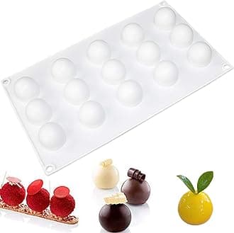 OCPO KITCHEN Mini Truffles Silicone Mold for Baking Candy, Chocolate, Cake Decoration Mold, Non-Stick & Easy Release, 3D Mini Ball Shape (15-Cavity)