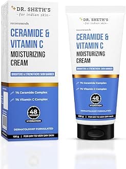 Ceramide & Vitamin C Moisturizing Cream |For Dry to Very Dry Skin | Brightens & Strengthens Skin Barrier | 48hr Deep Hydration | Non Sticky | Biomimetic Ingredients | For Men & Women |100g