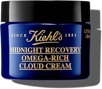 Kiehl's Midnight Recovery Omega Rich Botanical Night Cream, Overnight Renewing Face Moisturiser, Plumps & Replenishes Skin Barrier, with Omega Oils & Fatty Acids, Lavender Scent, 50Ml