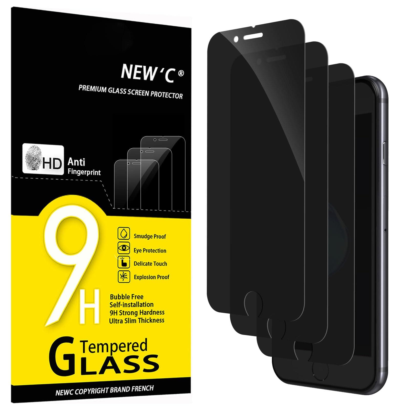 3 Pack Privacy for iPhone 8, iPhone 7 Screen Protector (4.7"), Enhanced 28-Degree Privacy Angle, Ultra Durable 9H Hardness, Bubble-Free
