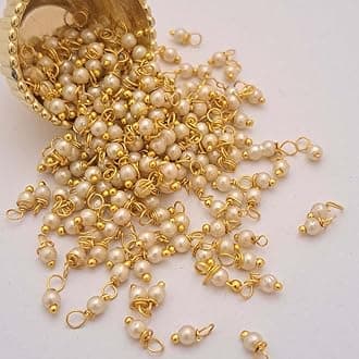 Gold Finish Seed Loreals Pearl Beads for Jewellery Making, Jhumki & Necklace Making, Beading,Embroidery & Art&Crafts,Size: 3 Mm Pack of 20 Grms