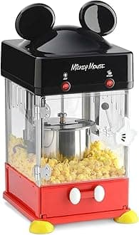 Mickey Mouse Kettle Style Popcorn Popper by Select Brands - Countertop Popcorn Machine for Home - Kitchen Appliance for Kettle Style Popcorn - Electric Popcorn Maker with Serving Cups