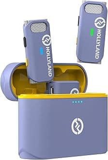 Hollyland Lark M1 Wireless Lavalier Microphone with Noise Cancellation, 656ft Transmission,8H Battery Life, Compact Wireless Lapel Mic for DSLR Cameras/iPhone/Android/Live Streaming- Light Purple