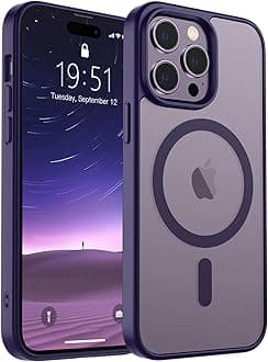 SUPFINE Magnetic for iPhone 14 Pro Case (Compatible with MagSafe) (Military Grade Drop Protection) Translucent Matte Shockproof Phone Case, Dark Purple