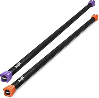 Yes4All Workout Weight Bar, Exercise Bar, 24.9 lbs (11.3 kg) & 19.8 lbs (9.1 kg) Set