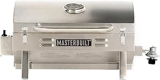 Masterbuilt Portable Propane Gas Grill with Folding Legs, Chrome-Coated Warming Rack and 288 Cooking Square Inches in Stainless Steel, Model MB20030819