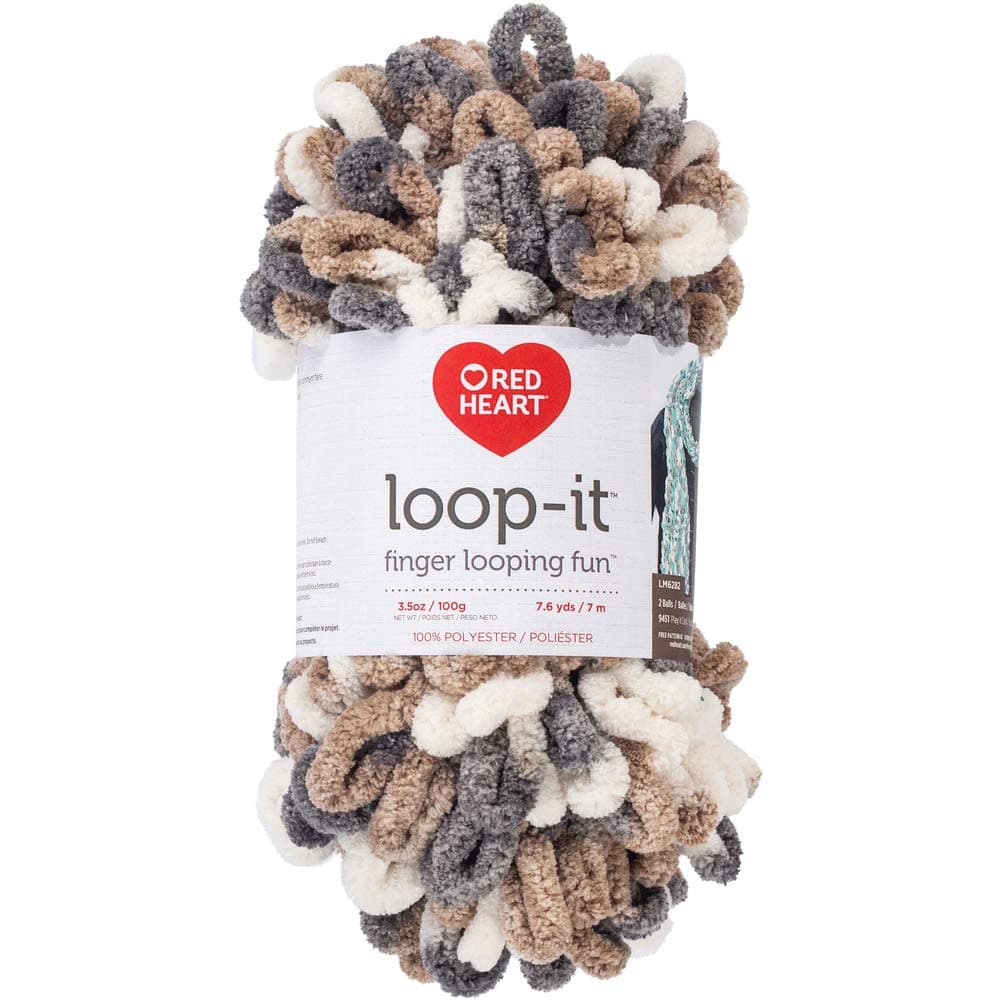 RED HEART Loop-It yarn Mixtaupe