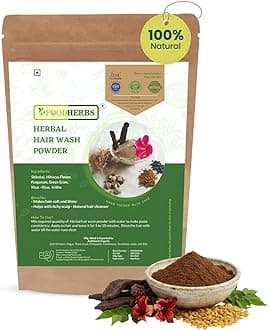 Herbal Hair Wash Powder | Blend of Shikakai, Hibiscus Flower, Fenugreek, Green Gram, Vetiver, Soap Nut | 200 g / 0.44 Lbs | Natural Hair and Scalp Cleanser | Herbal Shampoo | Thanks Giving