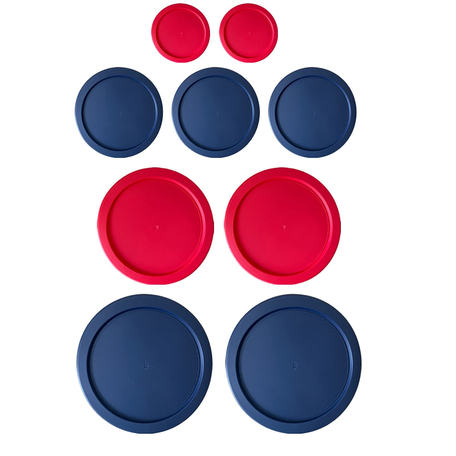 MRX Solutions Replacement Lids for Pyrex (2) 7202-PC 1 Cup Red (3) 7200-PC 2 Cup Blue (2) 7201-PC 4 Cup Red (2) 7402-PC 6/7 Cup Blue Round