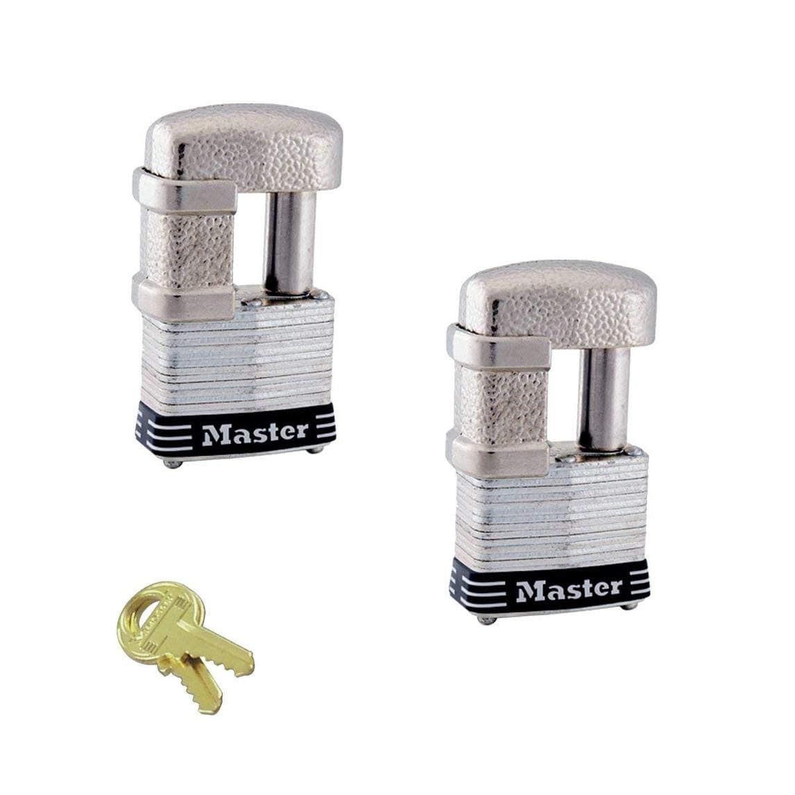 Master Lock - (2) Keyed Alike Multi Purpose Padlocks w/ 4 Keys, 37NKA-2 w/BumpStop Technology