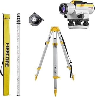 Firecore Self Leveling Optical Level Kit with 32x Magnification Lens, Tripod and Grade Rod