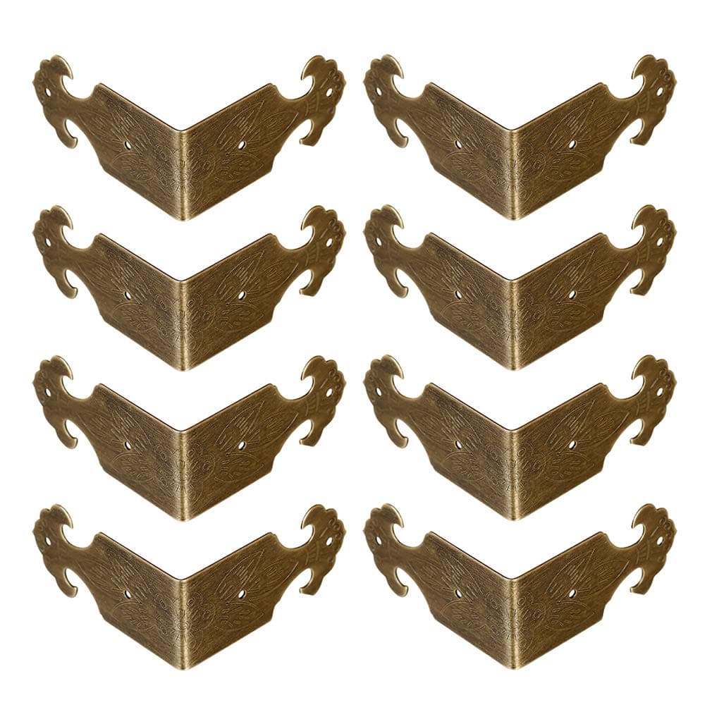 8Pcs Right Angle Brass Box Corner Protector Corner Braces Hardware Desk Edge Guards Wood Jewelry Box Photo Frame Accessories