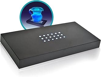 ASENTE 18 LED Light Stand Base - Rectangle Display Pedestal for 3D Crystal Glass Art - Adapter Plug Operated - Lighted Mirror Box for Centerpieces (Black)