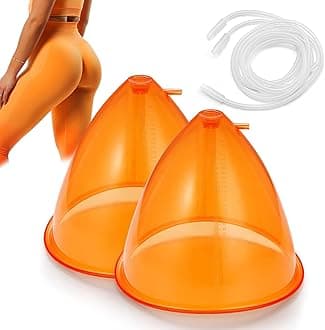 150/180/210ml Extra-Large Vacuum Cups for Butt Lifting,Vacuum Cupping Machine Accessories 1 Pair Butt Lifting Body Cupping Massage with Y-Hose (150ml)