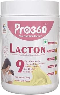 Pro360 Lacton for Breastfeeding and Lactating Mothers Milk Supplement Powder - Lactation Support Booster with Herbal Extracts - Helps to Increase Breast Milk - Masala Milk Flavor, 400g (Pack of 1)