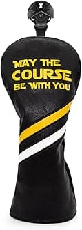 Golf Headcovers Golf Club Head Covers May The Course Be with You Style Elegant Embroidery Premium Leather Driver Fairway(FW) Wood Hybrid(UT) with Number Tags, Golf Mallet Putter Cover