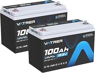 2Pack 12V 100AH Low Temp Cutoff LiFePO4 Lithium Battery with 1280W, Built-in 100A BMS, 5000+ Cycles Rechargeable Battery, Perfect for RV/Camper, Solar, and Off-Grid Applications, etc.