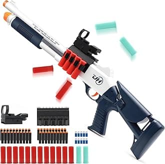 Shell Ejecting Toy Shotgun Toys Guns with 50 Soft Darts 14 Shells 1 Scope Soft Bullet Toy Shotgun Outdoor Games Gifts for Christmas Halloween Birthday