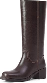 Mid Calf Boots for Women Chunky Block Low Heel Square Toe Comfortable Casual Trendy Stylish Boots