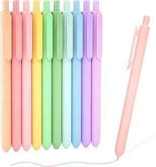 Shuttle Art Gel Ballpoint Pen, 10 Color Set, 0.028 inches (0.7 mm), Retractable Type, Ultra Fine Gel Pen, Pastel Color, Quick Drying, Durable, Comfortable to Write, Planner, Notebook, Graph, Sketch