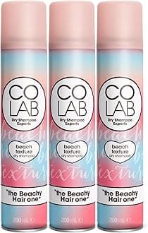 COLAB Dry Shampoo, Beach Texture, Pack of 3, 200ml - Refreshing & Texturising Dry Shampoo Spray