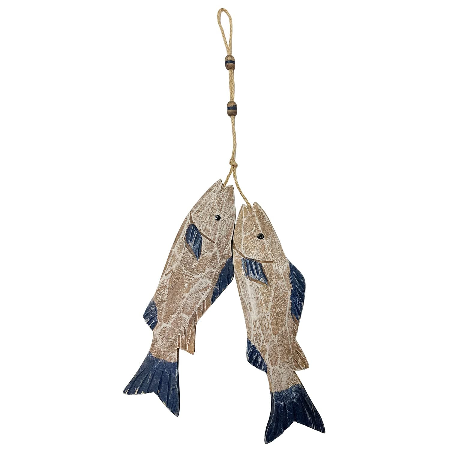 Set of 2 Wooden Carved Fish Wall Hanging Nautical Ornaments Hand Carved Wood Fish Wall Hanging Sculpture Wooden Lake House Decor Indoor Outdoor Decoration