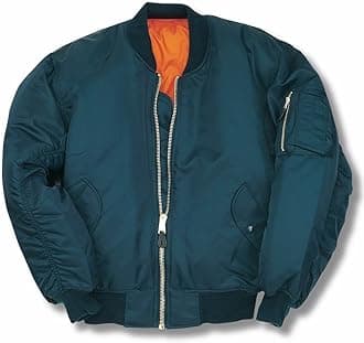 armyandoutdoors MA1 Bomber Jacket with Heavy Brass Zip (XXL, Petrol Blue)