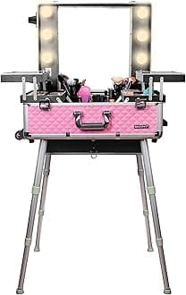 SHANY Studio ToGo Wheeled Trolley Makeup Case & Organizer with Light - Pink