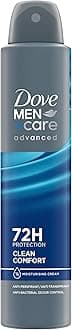 Dove Men+Care Advanced Clean Comfort Anti-Perspirant Aerosol Deodorant Spray with Anti-Odour technology & ¼ moisturising cream for 72 hour protection against sweat and odour 200 ml