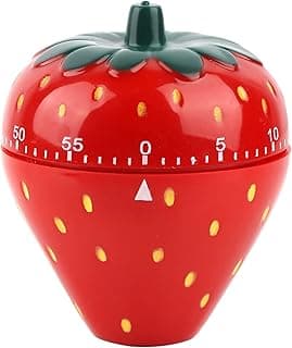 Mechanical Kitchen Timer Kitchen Reminder Alarm Clock Countdown Clock -Red Strawberry Shaped