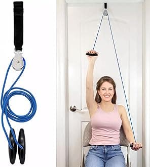 LiftAid Metal Shoulder Pulley for Physical Therapy with Exercise Guide - Improves Shoulder Strength & Range of Motion - Reduces Pain, Helps in Muscle Recovery - Physical Therapy Equipment (Blue-Metal)