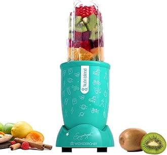 Wonderchef Nutri-blend GO, 22000 RPM 100% Full Copper Motor, 1 Unbreakable Jar, 400 W, 2 Year warranty by Wonderchef, Recipe book by Chef Sanjeev Kapoor, Mint