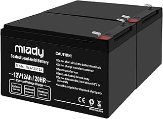 Miady 12V 12 Ah Rechargeable Sealed Lead Acid Battery (2 Pack)