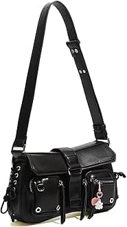 Small Shoulder Bag for Women, Black Handbag Y2K Purse for Women Clutch Classic Retro Crossbody Satchel Bag