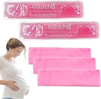 coldchill Reusable Perineal Ice Packs for Postpartum & Hemorrhoid Pain Relief, Hot & Cold Pack for Women After Pregnancy, 2 Ice Pack and 3 Cover. (Pink)