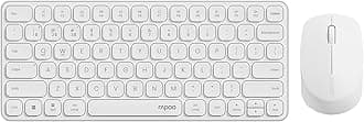 RAPOO 9010M Wireless Keyboard Mouse Set, Wireless, Bluetooth, 5.0/4.0/2.4GHz, Quiet Click, Connect 4 Devices Simultaneously, Battery Powered, White