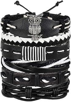 Shining Diva Fashion Genuine Leather Bracelet Wraps Casual Skin Friendly Bracelets for Men Boys