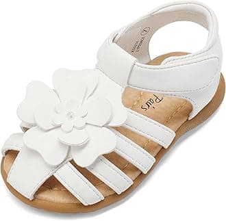 DREAM PAIRS Girls Toddler/Little Kid Closed-Toe Flower Summer Dress Sandals Shoes
