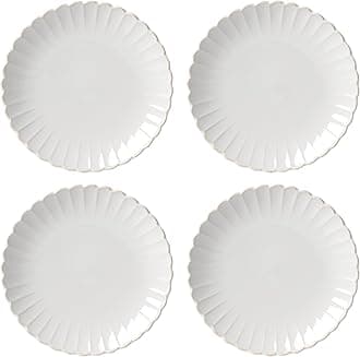 French Perle Scallop 4-Piece Dinner Plate Set, 7.40 LB