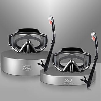 Snorkel Set Pano 3 Window Adult Snorkeling Gear, Professional Snorkel Goggles Anti-Fog Diving Mask, Anti-Leak Swim Goggles and Dry Top Snorkel for Diving, Snorkeling, Swimming