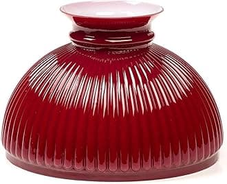 Aladdin Handmade Ribbed Glass Oil Lamp Shade 10 inch Ruby Red