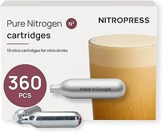 NitroPress Pure N₂ Nitrogen Cartridges - (NOT FOR WHIPPED CREAM) 10, 20, 30, 40, 360 Food-Grade Nitrogen Chargers for Nitro Cold Brew Coffee, Cocktails, Tea, Matcha | Use with Original NitroPress