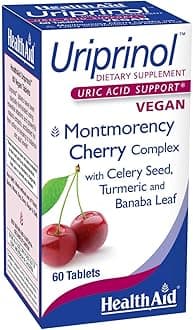 HealthAid Uriprinol® 60 Tablets – Twice‑Daily Antioxidant Uric Acid Cleanse with Montmorency Cherry, Celery Seed, Turmeric & Banaba Leaf – Vegan, Non‑GMO