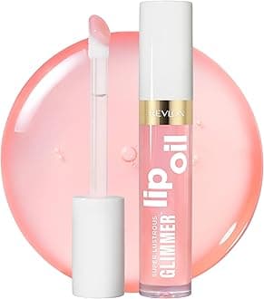 REVLON Super Lustrous Glimmer Lip Oil, Moisturizing & Tinted, Shiny Finish, Made with Plant-Based Squalane, 001 Candy Hearts, 0.13 fl oz
