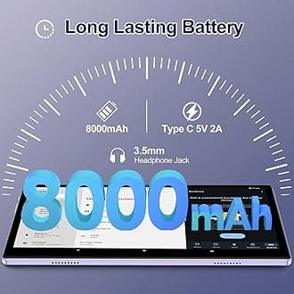 2024 Newest Android 14 Tablet 22GB RAM 128GB ROM 1TB Expand, 10.1 inch 8000mAh Octa-Core Tablet with Keyboard & Mouse, HD IPS Display, 5G Wi-Fi, Bluetooth, GPS, Widevine L1, Split Screen -Metal Purple