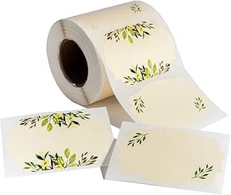 MONEST Waterproof & Oil Resistant Jar & Lid Stickers - Pantry/Canning, Spice & Bottle Labels (Floral 3x2)