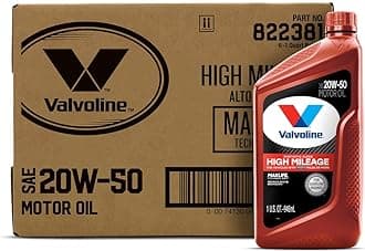 Valvoline High Mileage with MaxLife Technology SAE 20W-50 Synthetic Blend Motor Oil 1 QT, Case of 6
