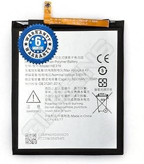 GILERINS® Original HE316 Battery for Nokia 6 TA-1000 TA-1003 TA-1021 TA-1025 TA-1033 TA-1039 Battery with 6 Month warrenty***(AA108)