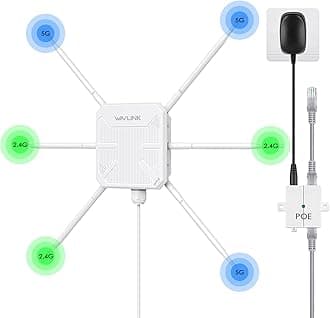 – WAVLINK AX3000 Outdoor Wireless Access Point, Dual Band Outdoor WiFi 6 Access Point (2.4G/573M + 5G/2402M), Active/Passive PoE, 6 Antennas, weatherproof IP67 Enclosure, Gigabit WAN/LAN